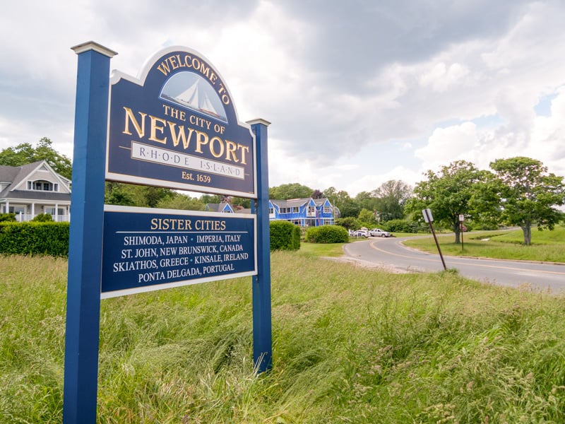 The welcoming sign of Newport, RI, one of New England's best places for tourists