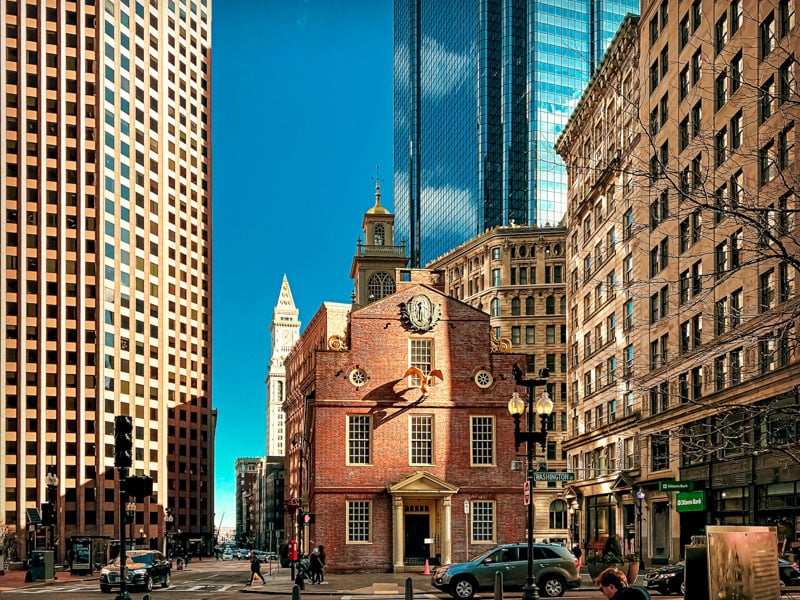 Downtown Boston, one of the biggest and busiest New England places today
