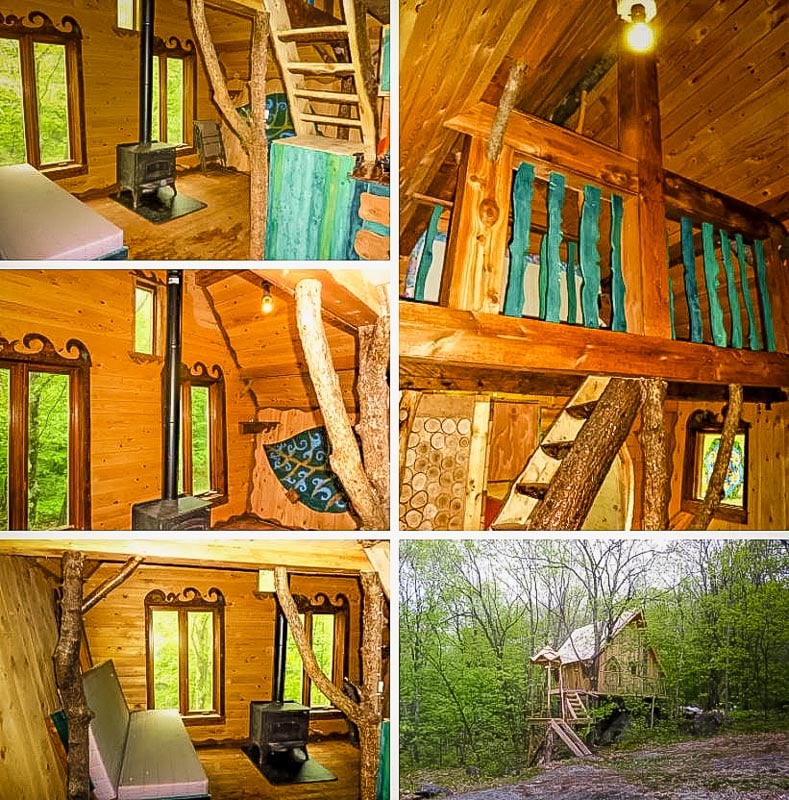 Treehouse rental in the middle of the woods of Canada.