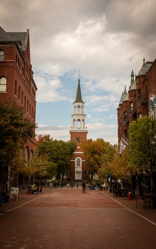 The fall foliage in Burlington VT doesn't peak until a couple weeks after the rest of northern VT.