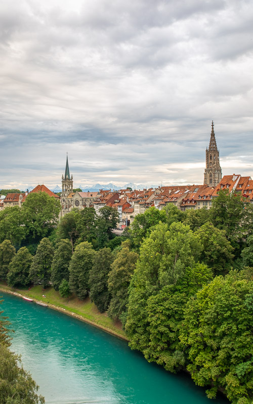 Bern’s skyline blends into the surrounding mountains.