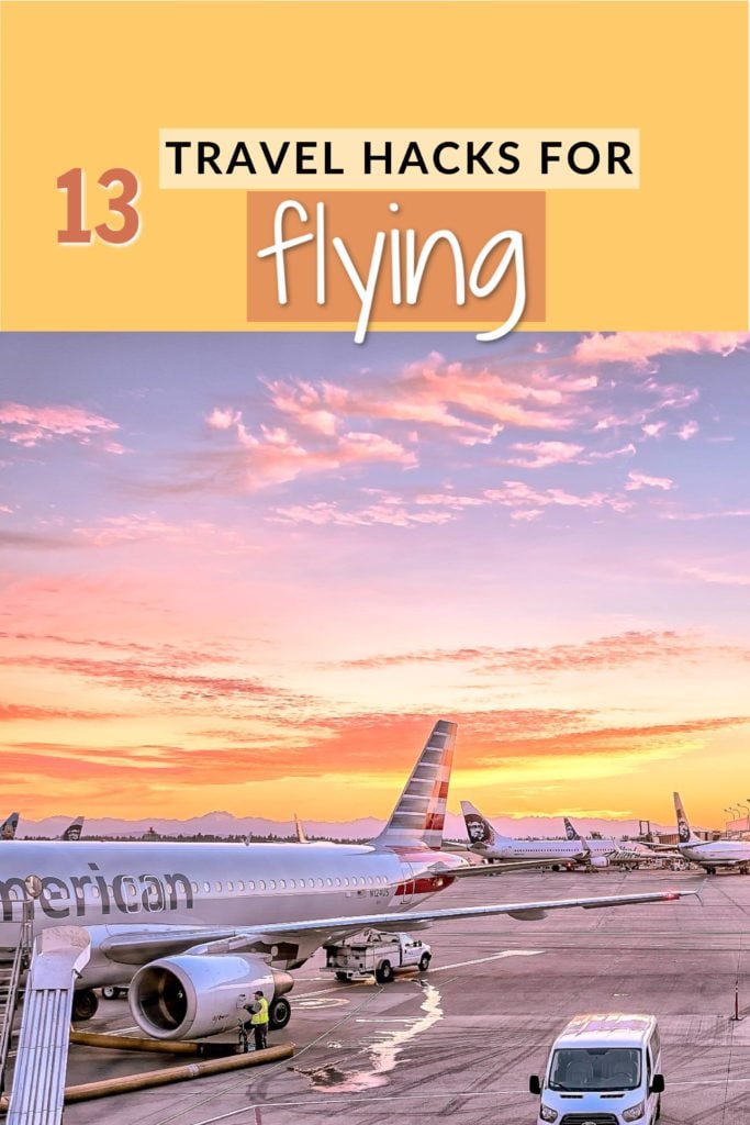 Best travel hacks for flying pinterest pin image