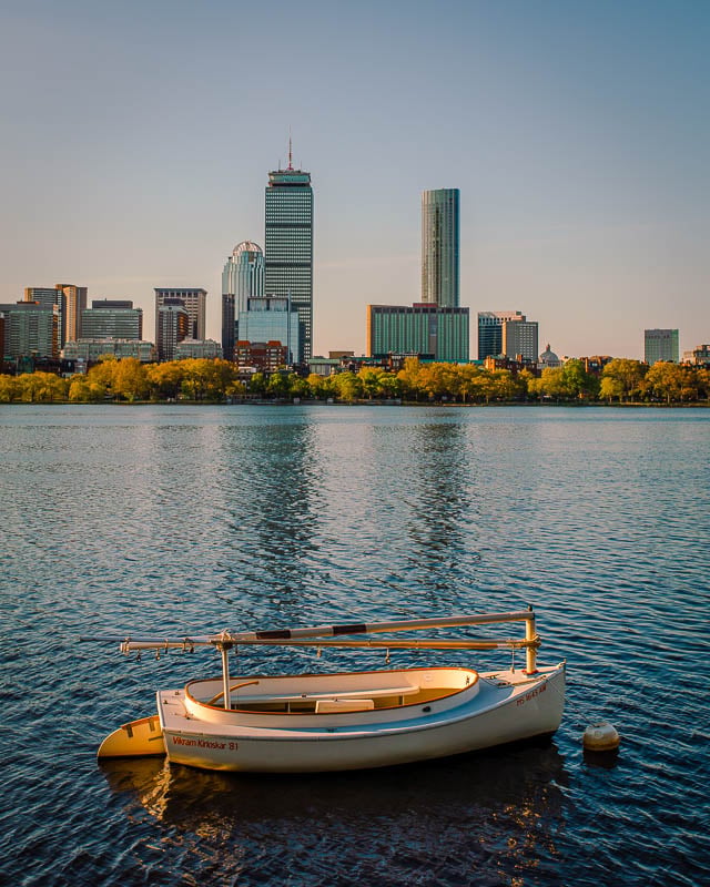 The Cambridge-side of the Charles River facing towards the Charles River Esplanade.