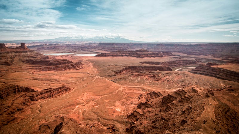 Canyonlands National Park in Utah boasts vast desert landscapes shaped by the Colorado River.