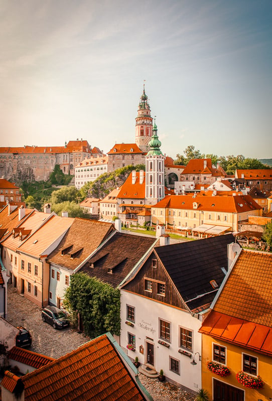 Beautiful Baroque lining Cesky Krumlov's Old Town.