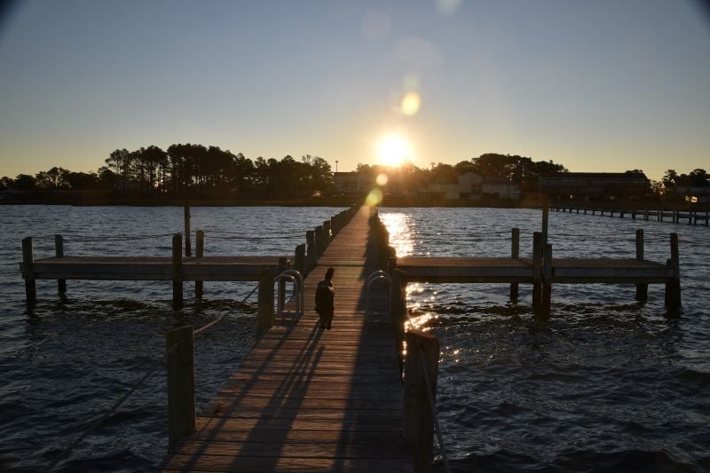 Colorful sunset painting the sky over Chincoteague and Assateague Islands