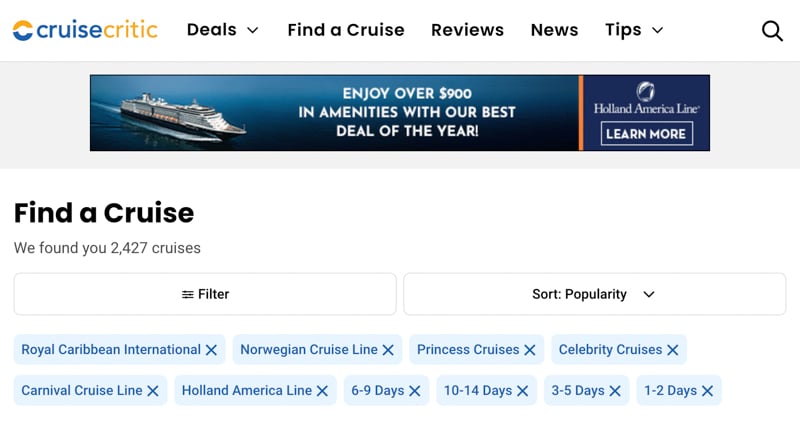 Cruise Critic homepage is among the complete guides to cruises