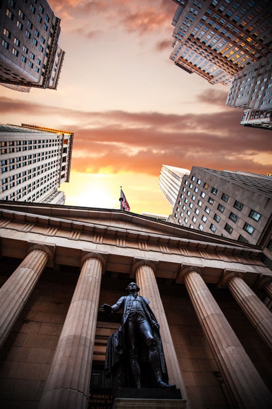 In the Financial District, Federal Hall National Memorial marks historic moments, including George Washington's inauguration.