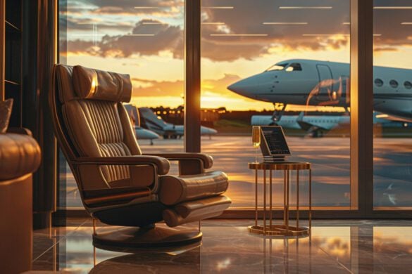 Airport lounge with view of airplane