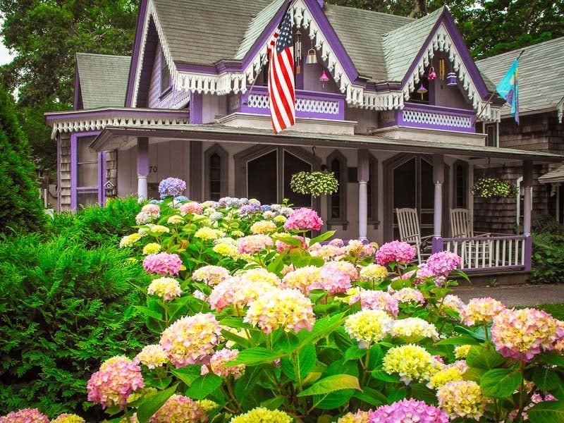 Martha's vineyard with colorful gingerbread cottages