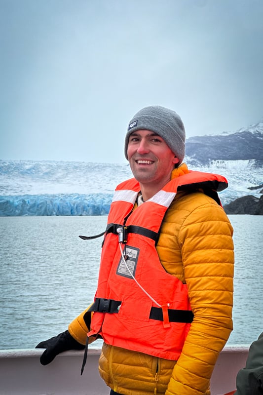 Me standing in front of Grey Glacier