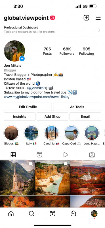 Instagram profile of GlobalViewpoint