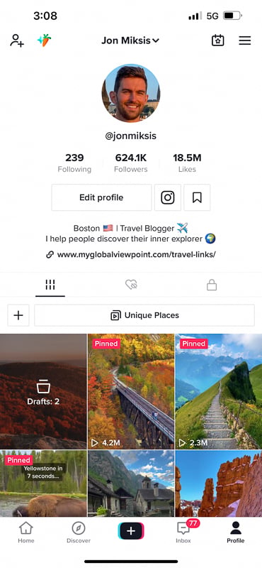 New Tiktok profile of Jon Miksis