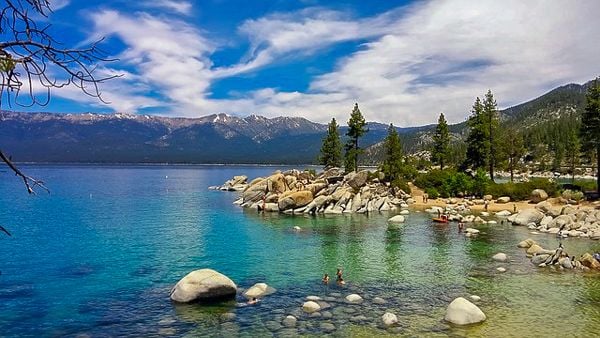 A picturesque image featuring the stunning Lake Tahoe