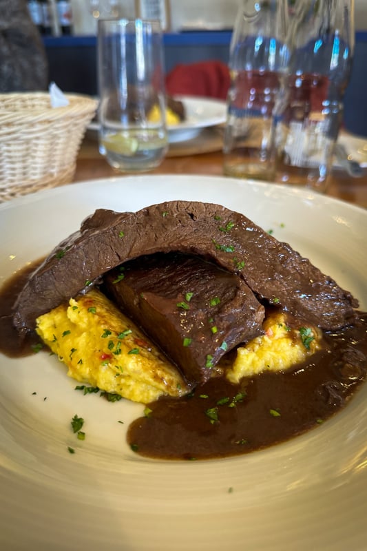 Lomo a lo pobre (slow cooked beef)