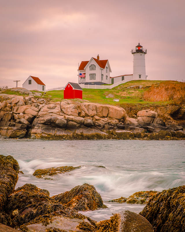 Slow shutter speed Nubble Lighthouse.