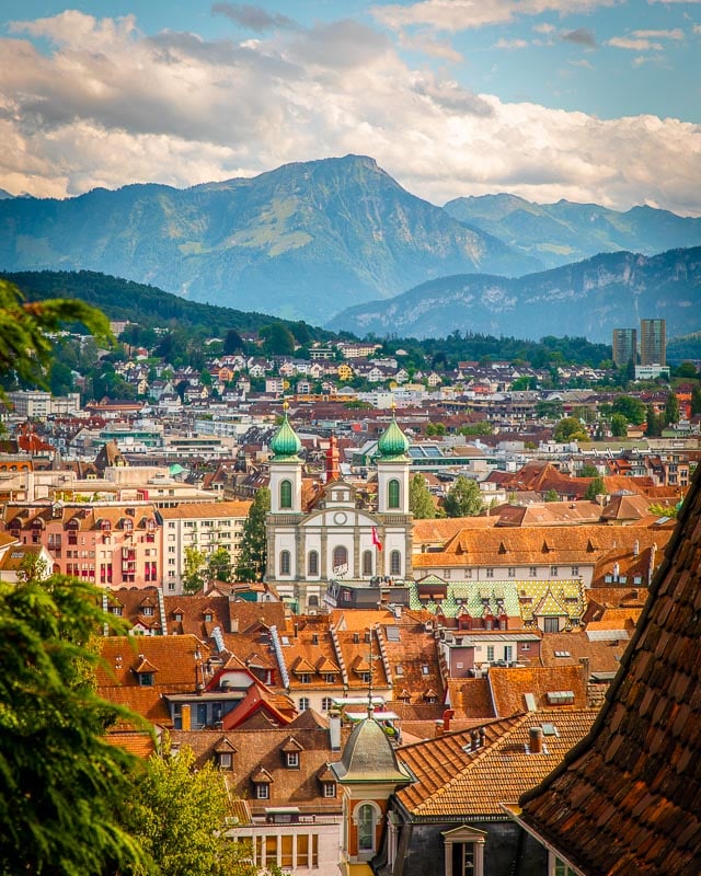 My photo of Lucerne's skyline from the Musegg Wall.