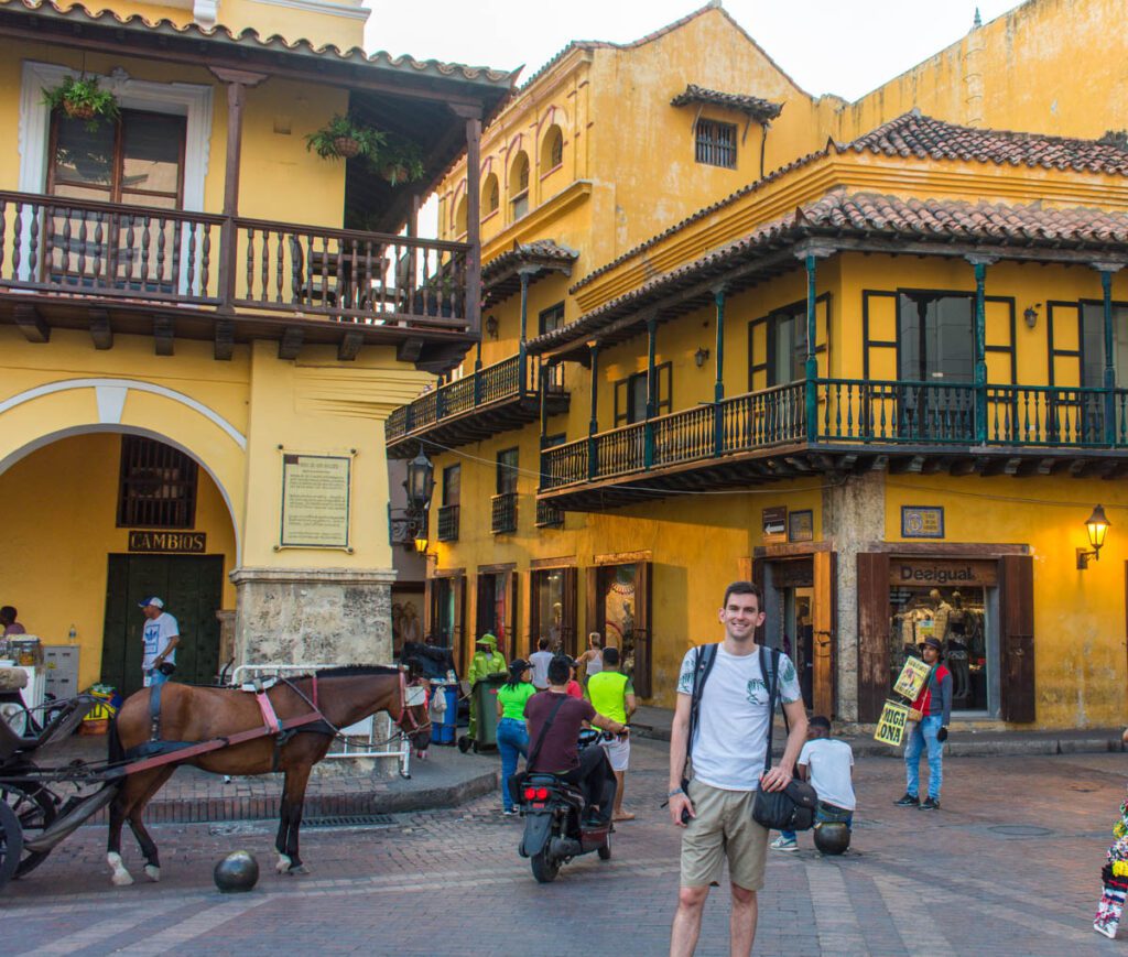 My photo of me in the Plaza de Bolivar in Cartagena