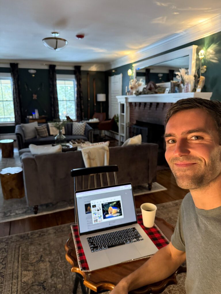 My selfie of me travel blogging in New Hampshire last month