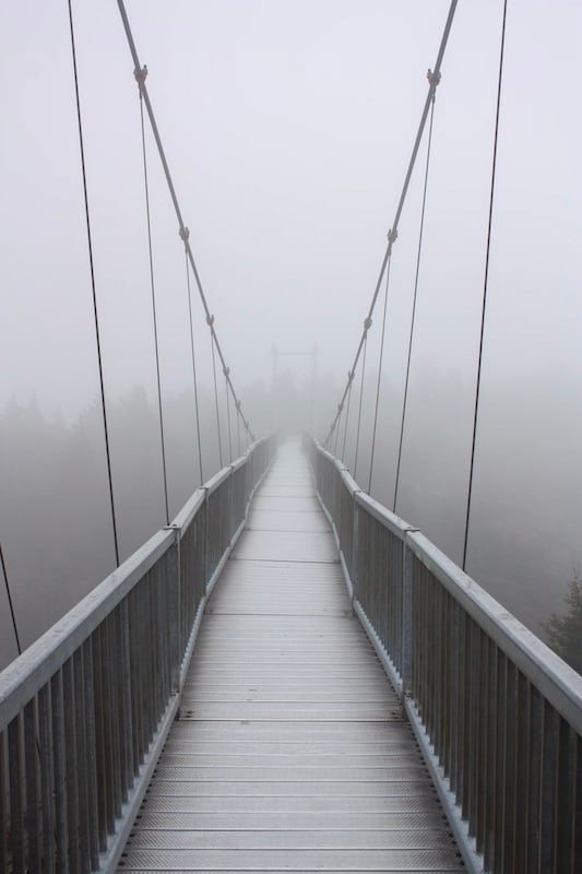 Suspended high above the rugged terrain of the Blue Ridge Mountains, it offers breathtaking views and a touch of adventure.