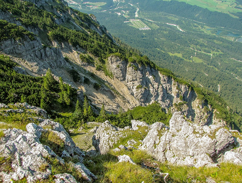 Mittenwald in the Alps, a breathtaking view from the mountain top, surrounded by majestic peaks and endless beauty