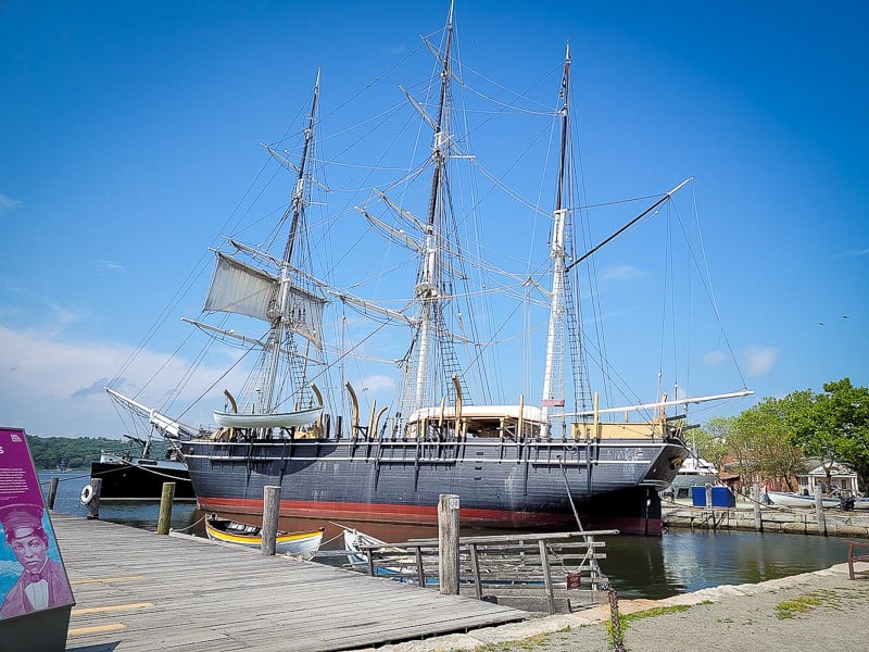 The Charles W. Morgan at Mystic Seaport, a wooden whaleship.