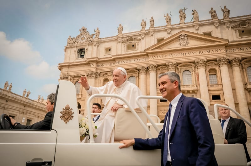 Pope Francis in front of the Vatican