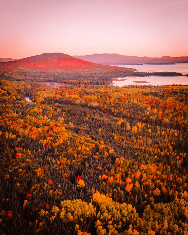 Photograph of autumn sunrise over the white mountains