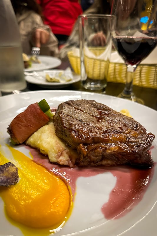 Steak dish at the Hotel Lago Grey