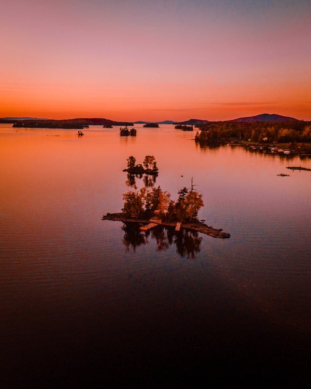 Sunset on Moosehead Lake is a top fall activity in New England