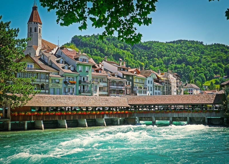 Thun has a beautiful river that flows through town.