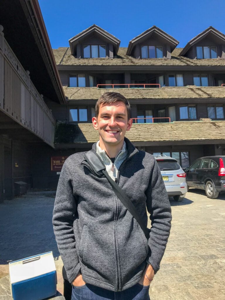 My photo of me at the Von Trapp Family Lodge in Vermont during a recent new England road trip