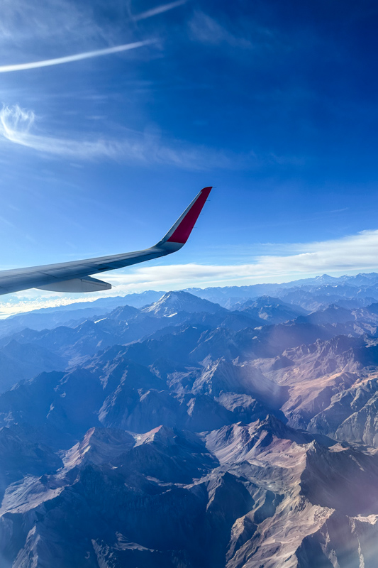 View of the Andes from the airplane