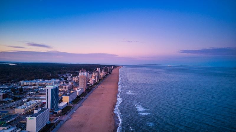 Sandy beach with azure waters, a serene escape at Virginia Beach