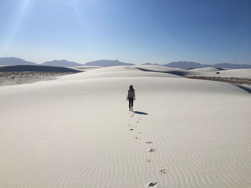 White Sands, the world's largest gypsum dune field, offers striking scenery for hiking and photography.