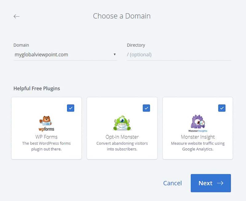 Choosing a domain and plugins