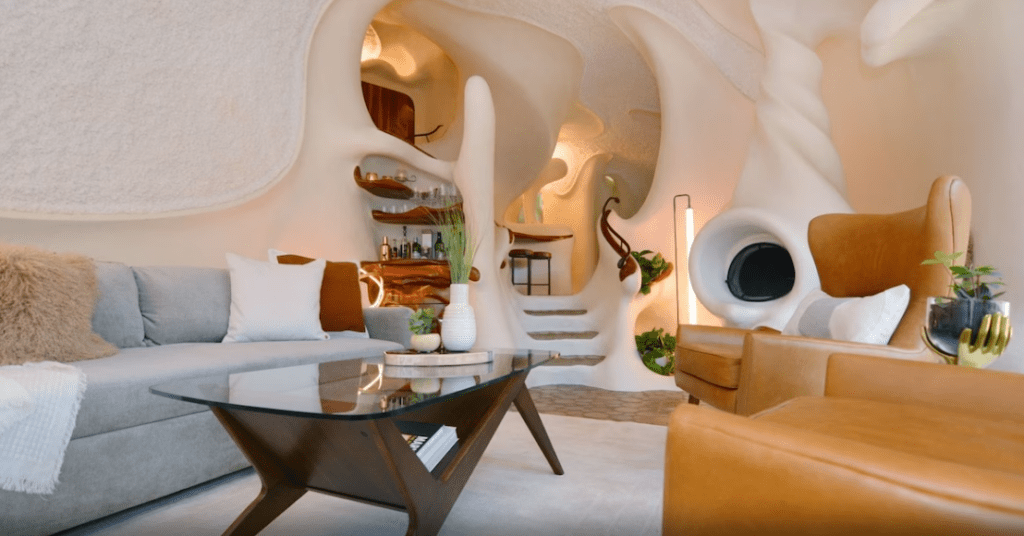 Cozy living room with whimsical fireplace