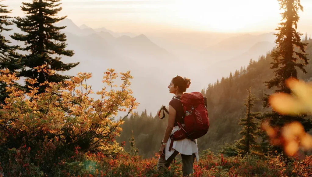 A woman on a hike